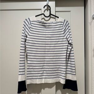 Club Monaco White and Blue Striped Sweater
